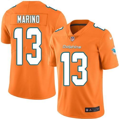  Dolphins 13 Dan Marino Orange Vapor Untouchable Limited Jersey