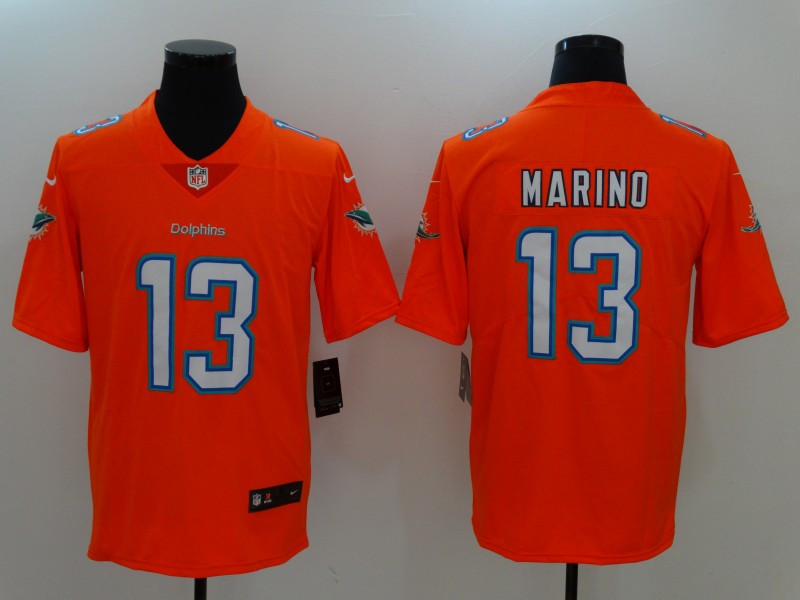  Dolphins 13 Dan Marino Orange Vapor Untouchable Player Limited Jersey