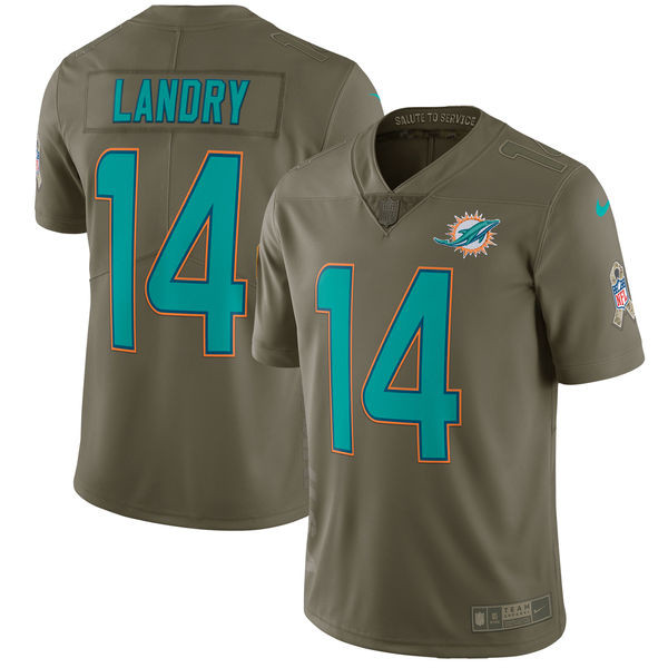  Dolphins 14 Jarvis Landry Youth Olive Salute To Service Limited Jersey