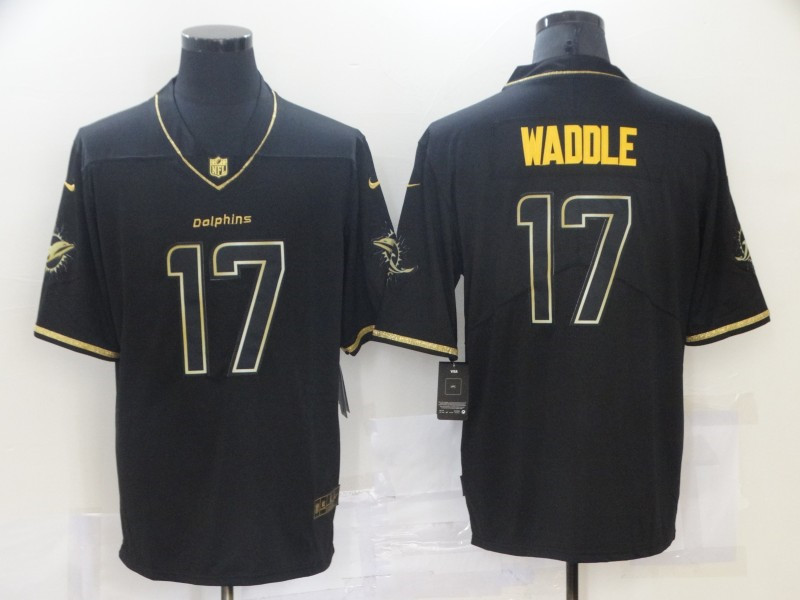 Nike Dolphins 17 Jaylen Waddle Black Gold Vapor Untouchable Limited Jersey