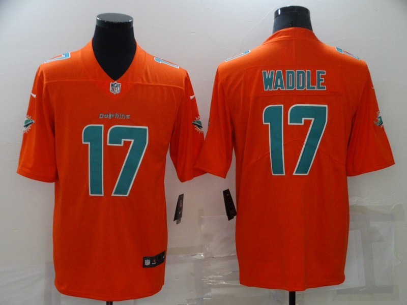 Nike Dolphins 17 Jaylen Waddle Orange Color Rush Limited Jersey