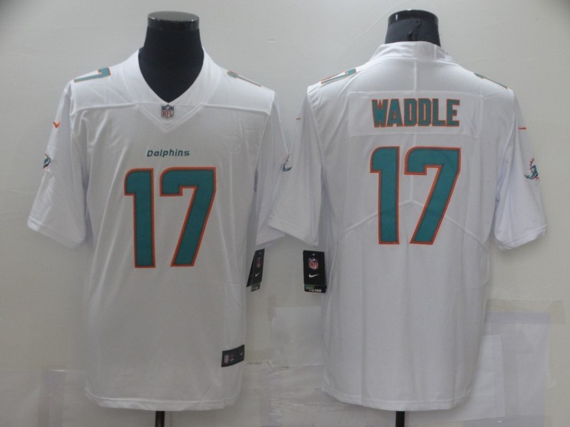 Nike Dolphins 17 Jaylen Waddle White Vapor Limited Jersey