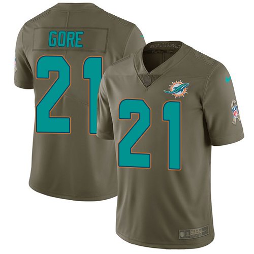  Dolphins 21 Frank Gore Olive Salute To Service Limited Jersey