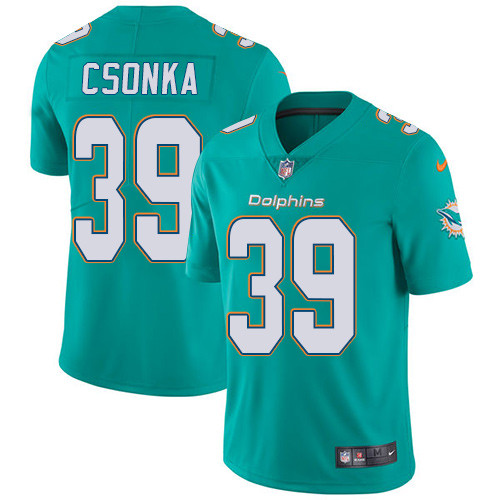  Dolphins 39 Larry Csonka Aqua Vapor Untouchable Player Limited Jersey