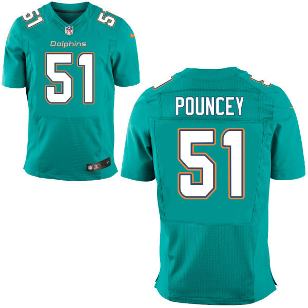  Dolphins 51 Mike Pouncey Aqua Elite Jersey