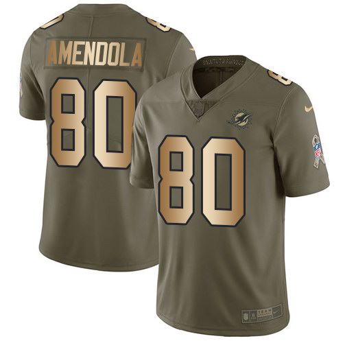  Dolphins 80 Danny Amendola Olive Gold Salute To Service Limited Jersey