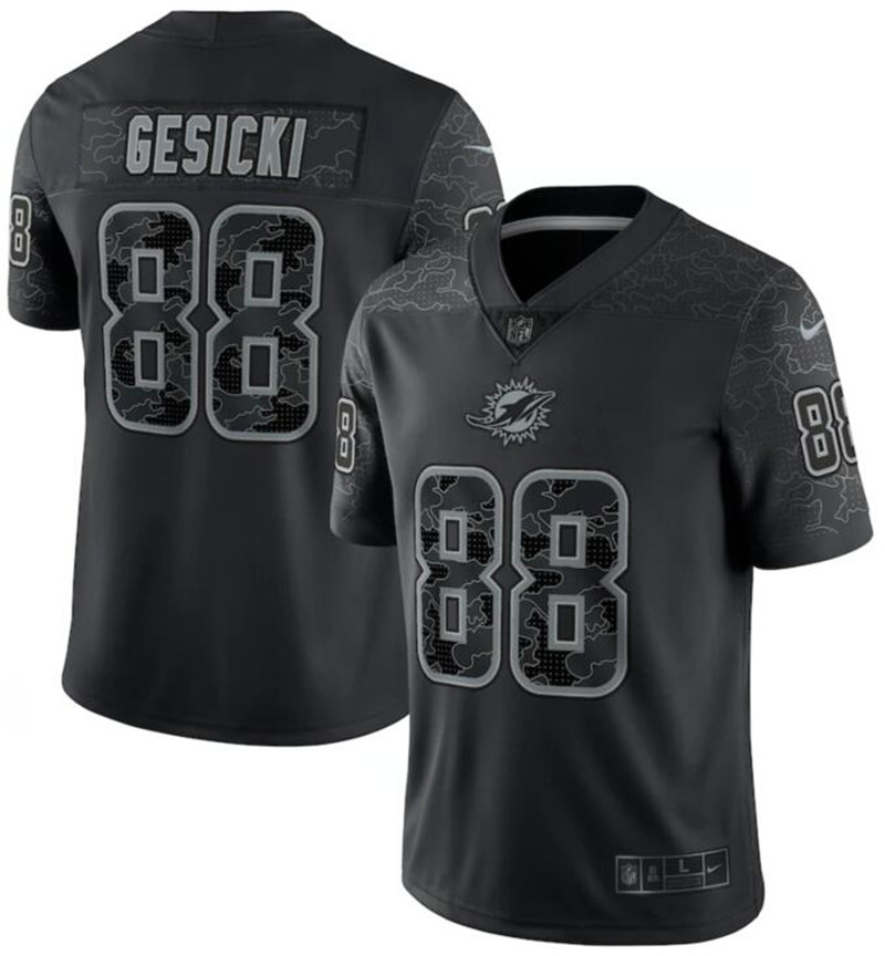 Nike Dolphins 88 Mike Gesicki Black RFLCTV Limited Jersey