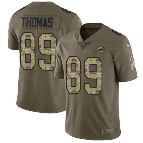  Dolphins 89 Julius Thomas Olive Camo Salute To Service Limited Jersey