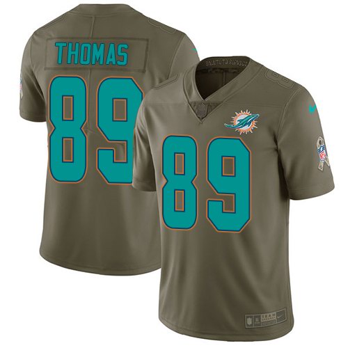  Dolphins 89 Julius Thomas Olive Salute To Service Limited Jersey