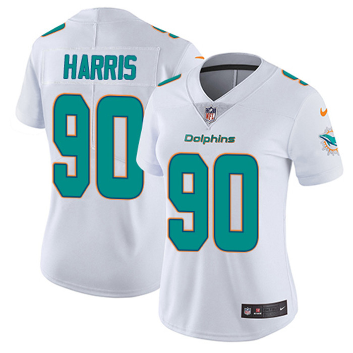  Dolphins 90 Charles Harris White Women Vapor Untouchable Limited Jersey