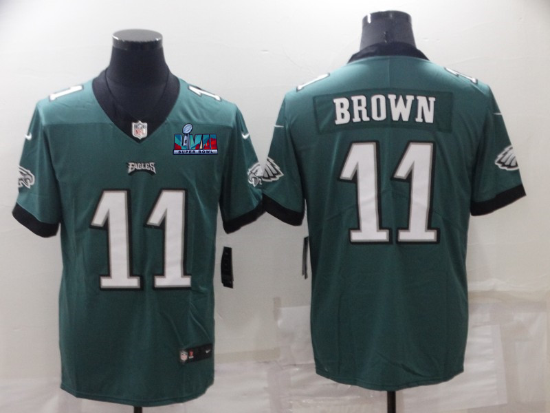 Nike Eagles 11 A. J. Brown Green Super Bowl LVII Patch Vapor Untouchable Limited Jersey
