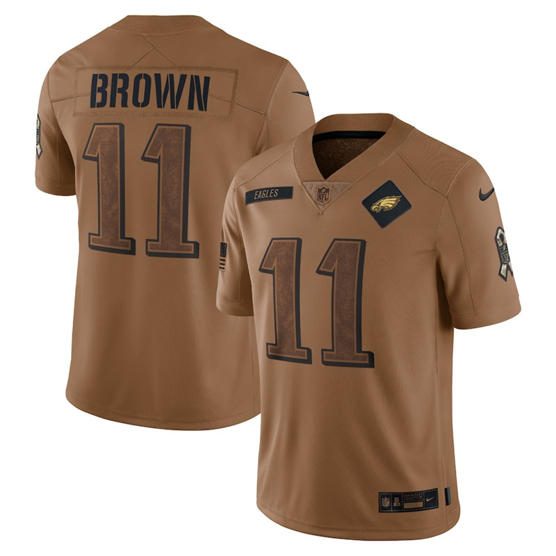 Nike Eagles 11 A.J. Brown Brown 2023 Salute To Service Limited Jersey