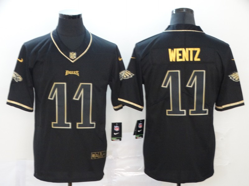 Nike Eagles 11 Carson Wentz Black Gold Throwback Vapor Untouchable Limited Jersey