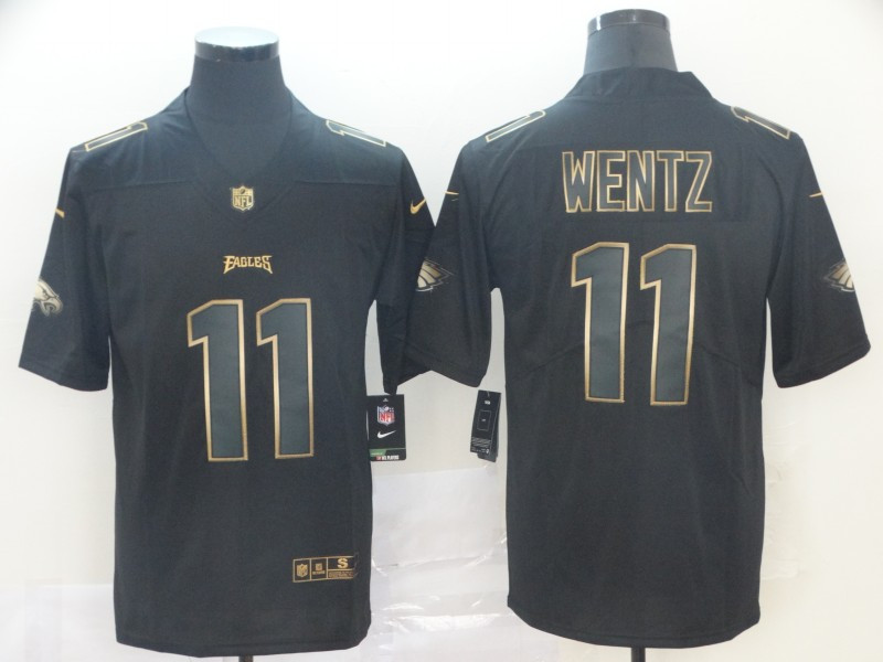 Nike Eagles 11 Carson Wentz Black Gold Vapor Untouchable Limited Jersey