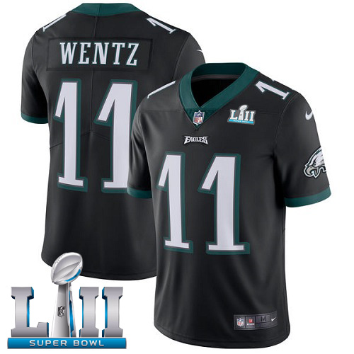  Eagles 11 Carson Wentz Black Youth 2018 Super Bowl LII Vapor Untouchable Player Limited Jersey