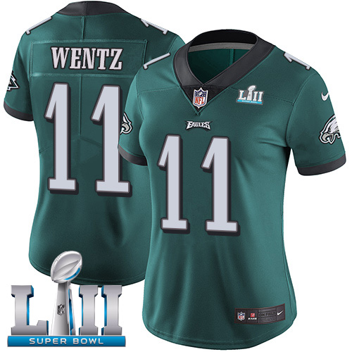  Eagles 11 Carson Wentz Green Women 2018 Super Bowl LII Vapor Untouchable Player Limited Jersey