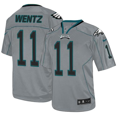  Eagles 11 Carson Wentz Lights Out Grey Men Stitched NFL Elite Jersey