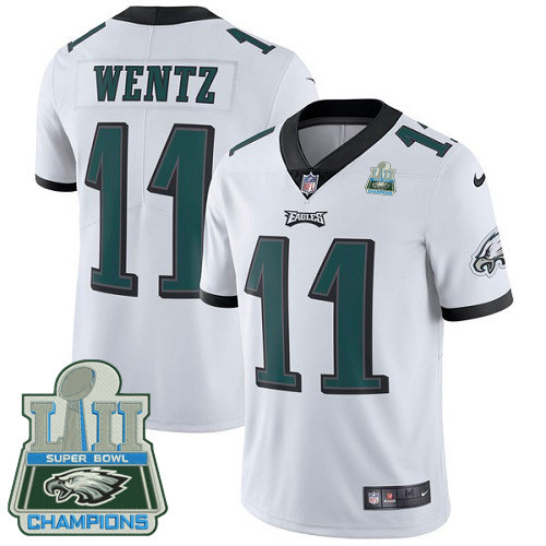  Eagles 11 Carson Wentz White 2018 Super Bowl Champions Vapor Untouchable Player Limited Jersey