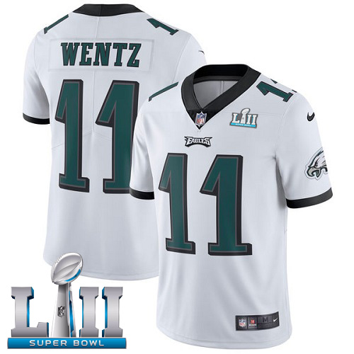  Eagles 11 Carson Wentz White 2018 Super Bowl LII Vapor Untouchable Player Limited Jersey