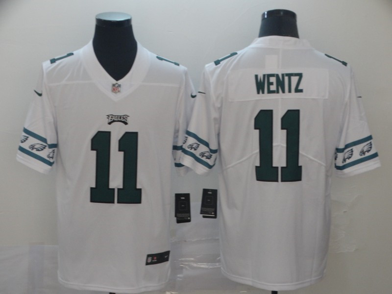 Nike Eagles 11 Carson Wentz White Team Logos Fashion Vapor Limited Jersey