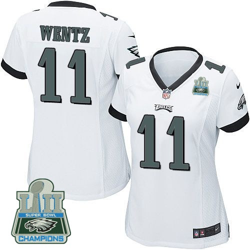  Eagles 11 Carson Wentz White Women 2018 Super Bowl Champions Game Jersey