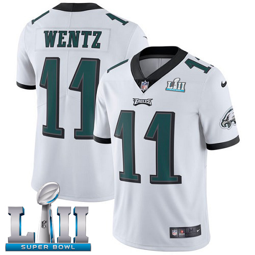  Eagles 11 Carson Wentz White Youth 2018 Super Bowl LII Vapor Untouchable Player Limited Jersey