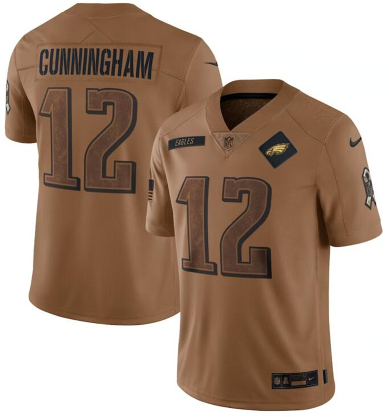 Nike Eagles 12 Randall Cunningham Brown Brown 2023 Salute To Service Limited Jersey