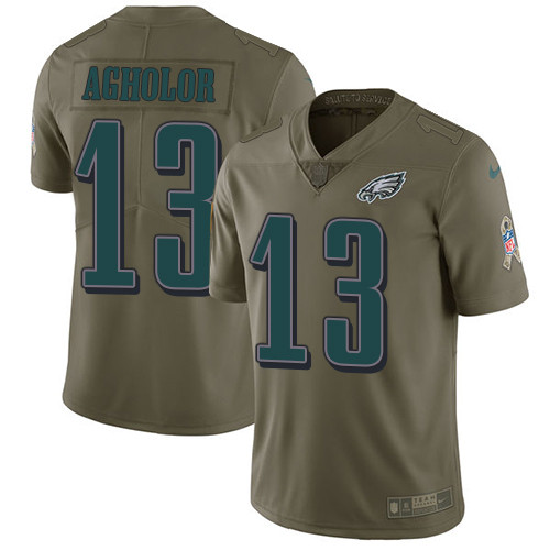  Eagles 13 Nelson Agholor Olive Salute To Service Limited Jersey
