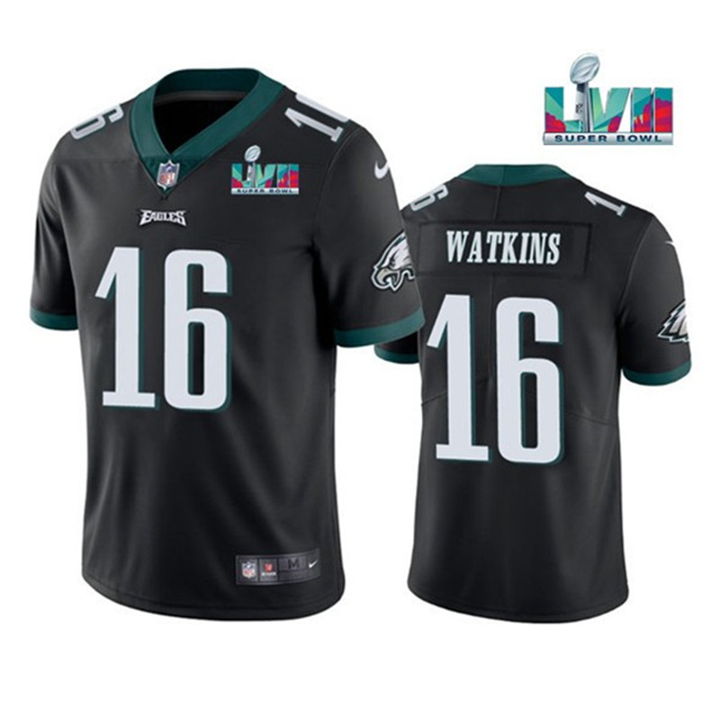 Nike Eagles 16 Quez Watkins Black 2023 Super Bowl LVII Vapor Limited Jersey