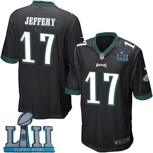  Eagles 17 Alshon Jeffery Black Youth 2018 Super Bowl LII Game Jersey