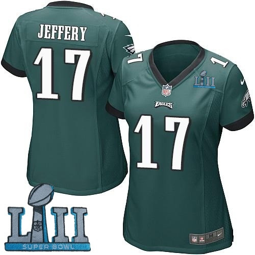  Eagles 17 Alshon Jeffery Green Women 2018 Super Bowl LII Game Jersey