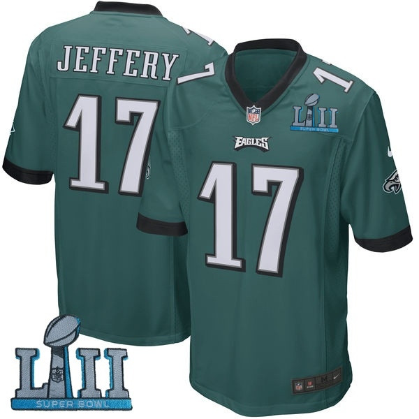  Eagles 17 Alshon Jeffery Green Youth 2018 Super Bowl LII Game Jersey