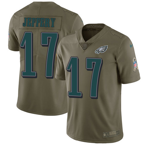  Eagles 17 Alshon Jeffery Olive Salute To Service Limited Jersey