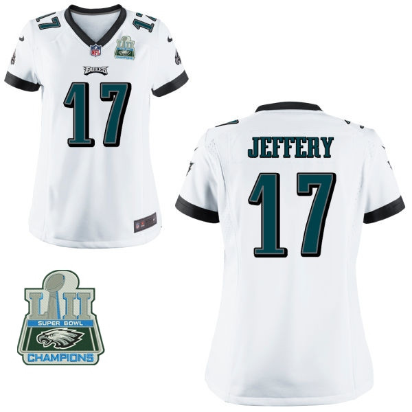  Eagles 17 Alshon Jeffery White Women 2018 Super Bowl Champions Game Jersey