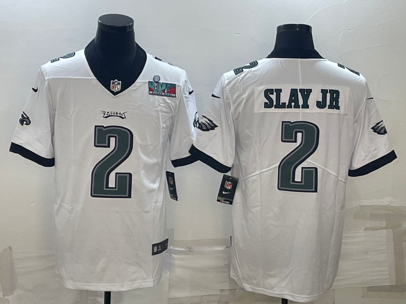 Nike Eagles 2 Darius Slay JR White 2023 Super Bowl LVII Vapor Limited Jersey