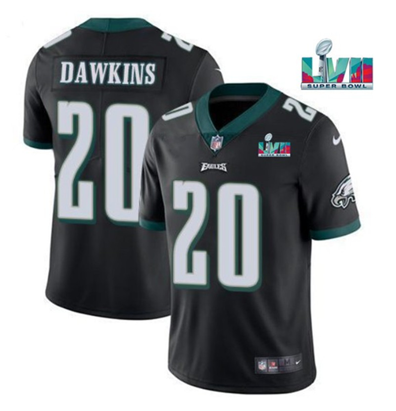 Nike Eagles 20 Brian Dawkins Black 2023 Super Bowl LVII Vapor Limited Jersey