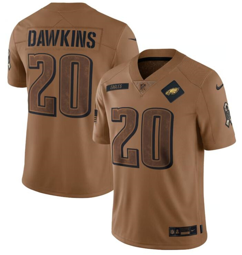 Nike Eagles 20 Brian Dawkins Brown 2023 Salute To Service Limited Jersey