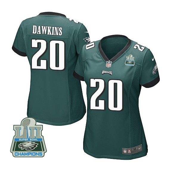  Eagles 20 Brian Dawkins Green Women 2018 Super Bowl Champions Game Jersey