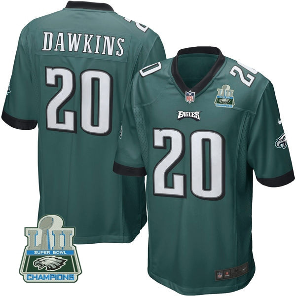  Eagles 20 Brian Dawkins Green Youth 2018 Super Bowl Champions Game Jersey