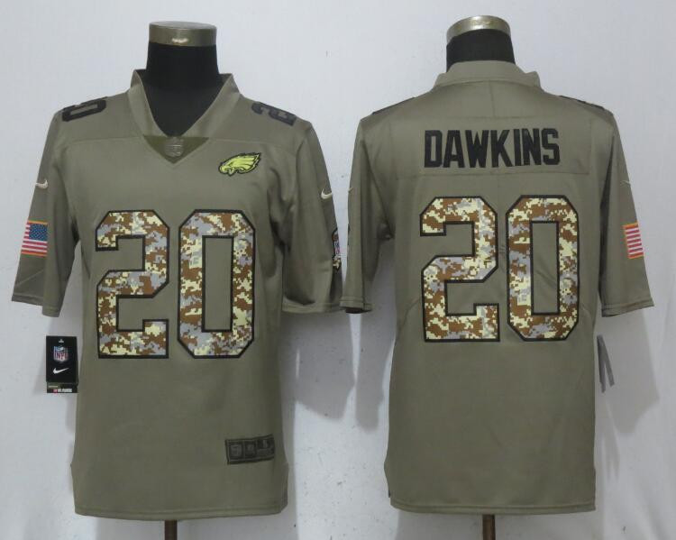  Eagles 20 Brian Dawkins Olive Camo Salute To Service Limited Jersey