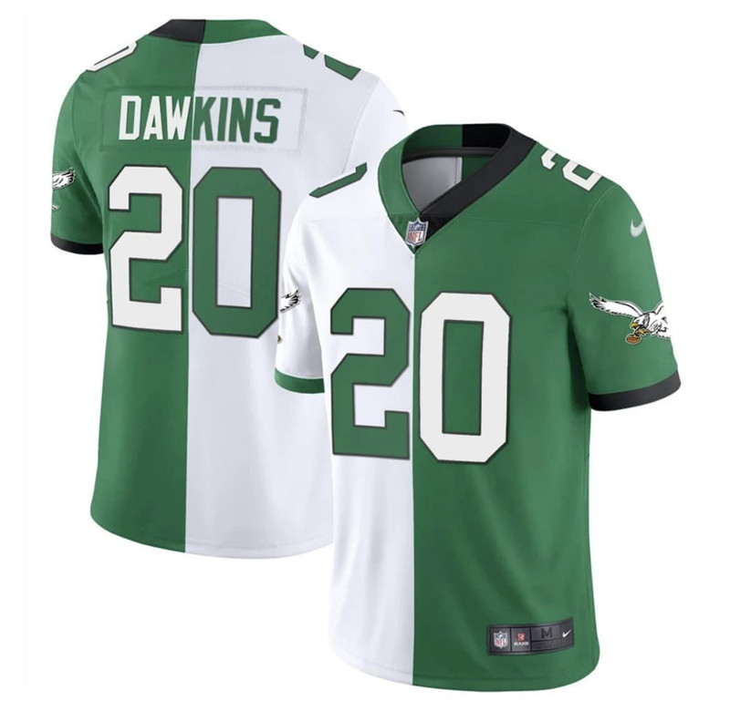 Nike Eagles 20 Brian Dawkins White Green Split Vapor Limited Jersey