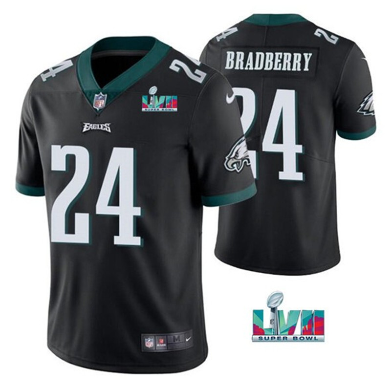 Nike Eagles 24 James Bradberry Black 2023 Super Bowl LVII Vapor Limited Jersey