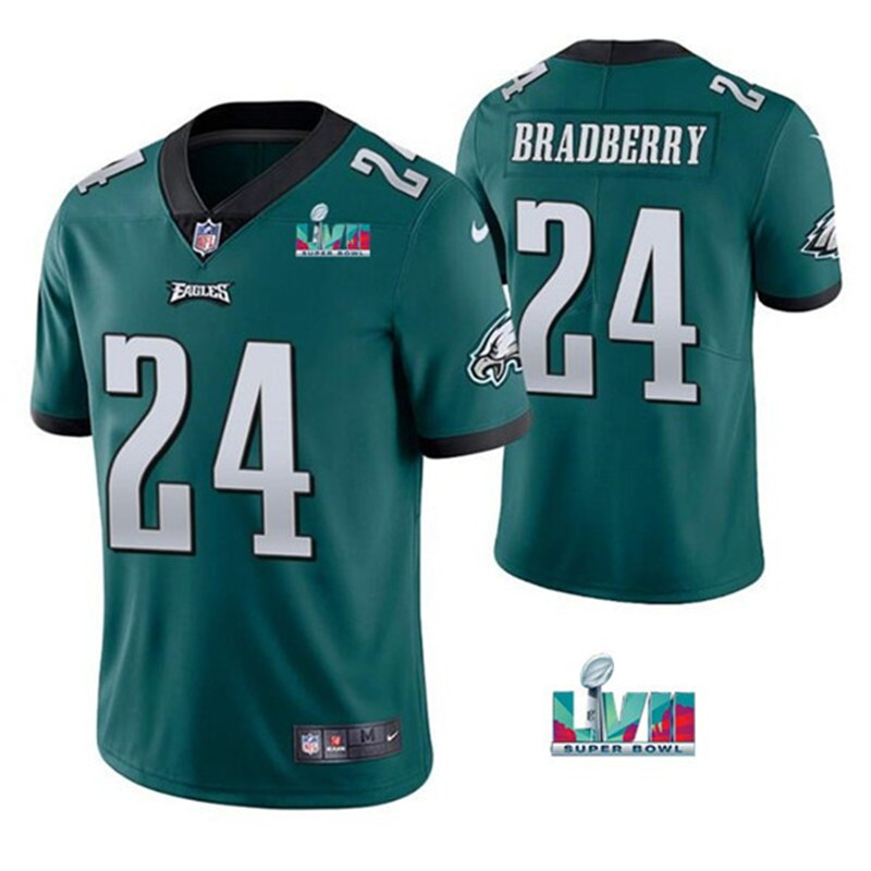 Nike Eagles 24 James Bradberry Green 2023 Super Bowl LVII Vapor Limited Jersey