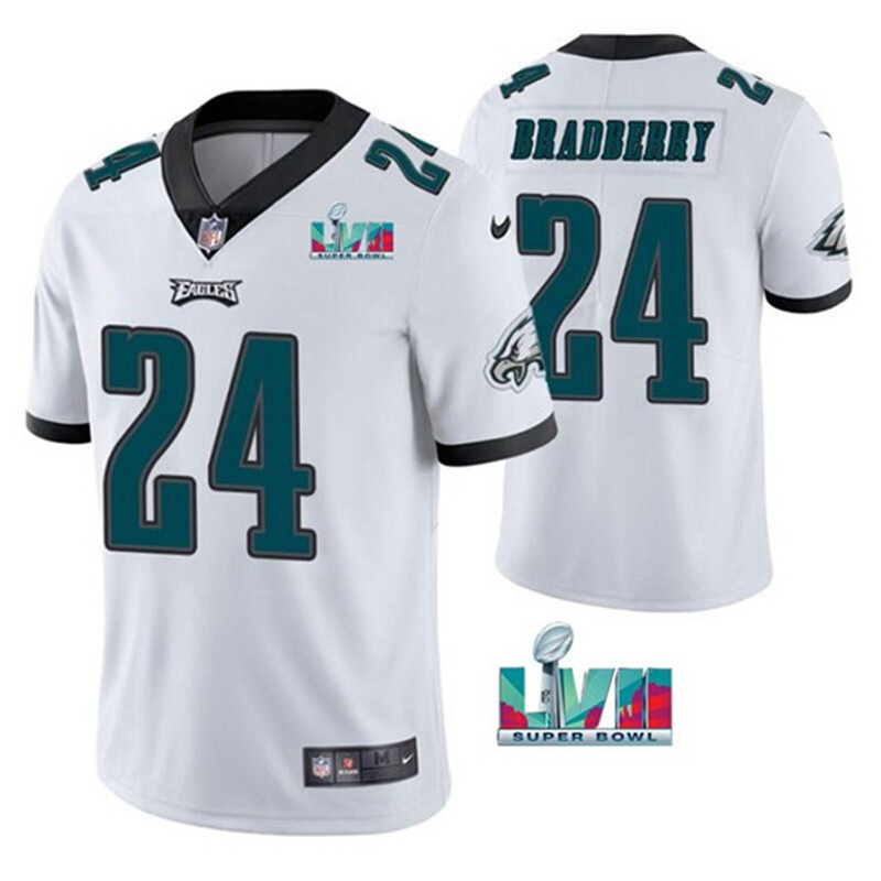 Nike Eagles 24 James Bradberry White 2023 Super Bowl LVII Vapor Limited Jersey