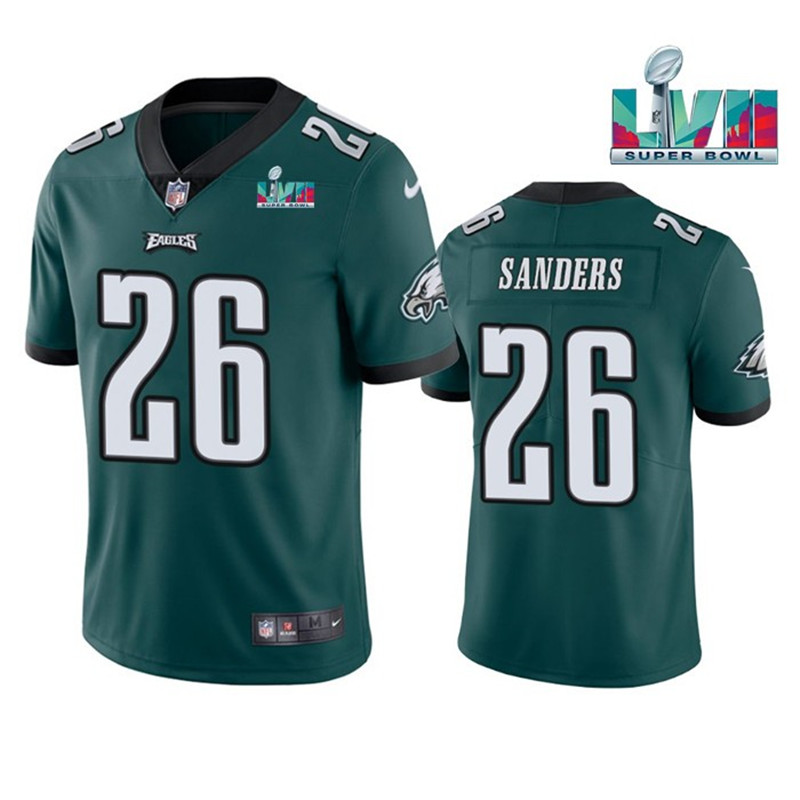 Nike Eagles 26 Miles Sanders Green 2023 Super Bowl LVII Vapor Limited Jersey