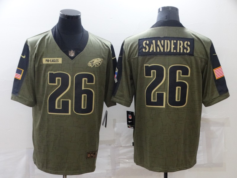 Nike Eagles 26 Miles Sanders Olive 2021 Salute To Service Limited Jersey