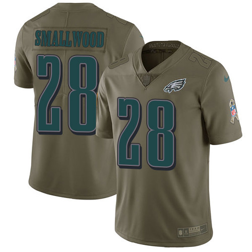  Eagles 28 Wendell Smallwood Olive Salute To Service Limited Jersey