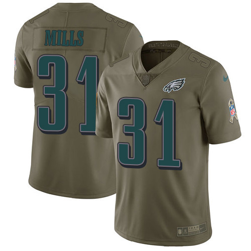  Eagles 31 Jalen Mills Olive Salute To Service Limited Jersey