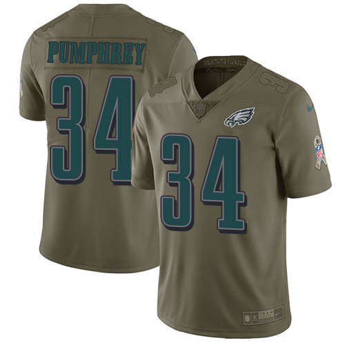  Eagles 34 DJ Pumphrey Olive Salute To Service Limited Jersey