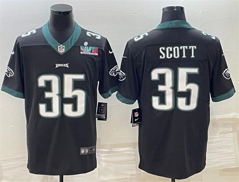 Nike Eagles 35 Boston Scott Black 2023 Super Bowl LVII Vapor Limited Jersey